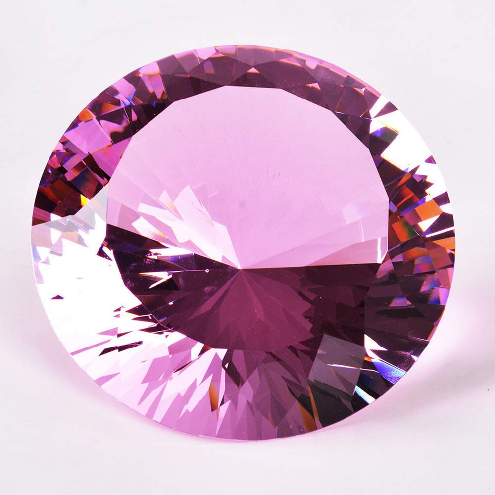 Crystal Glass Diamond Shaped Decoration, Pink 60mm Jewel Paperweight,Gift Decoration Idea For Christmas, Thanksgiving (Please identify our brand Yarr Store)