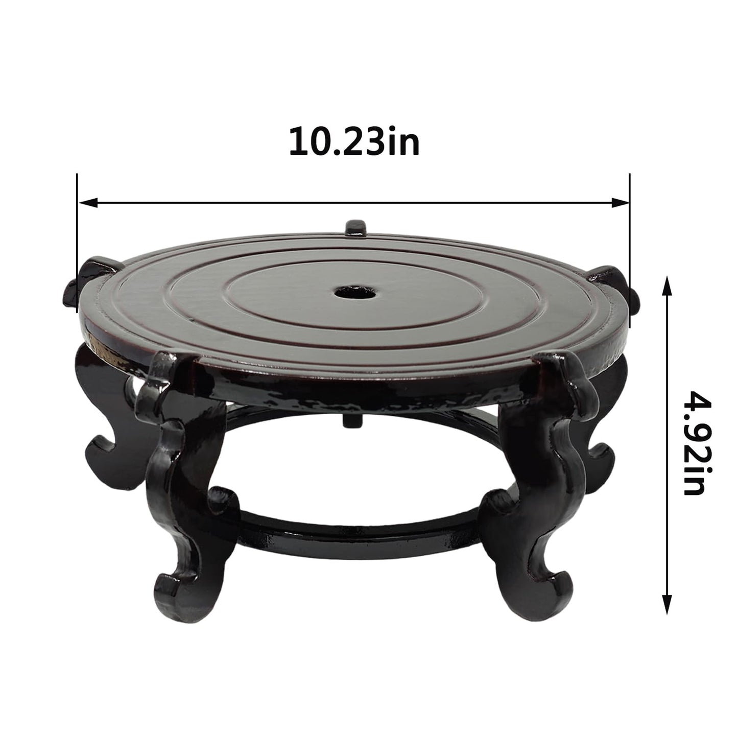 Feng Shui Chinese Wooden Fishbowl Planter Display Stand (10 Inch)