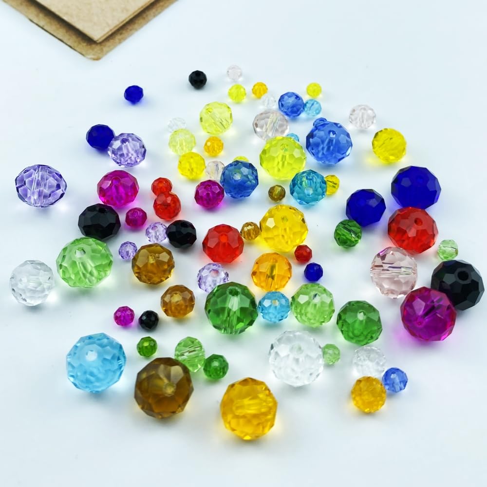 Honkoolly 50pcs Crystal Glass Beads 10mm Faceted Rondelle Glass Spacer Beads with Hole for Bracelets Necklace Earring DIY Jewelry Making Craft(Crystal Clear)