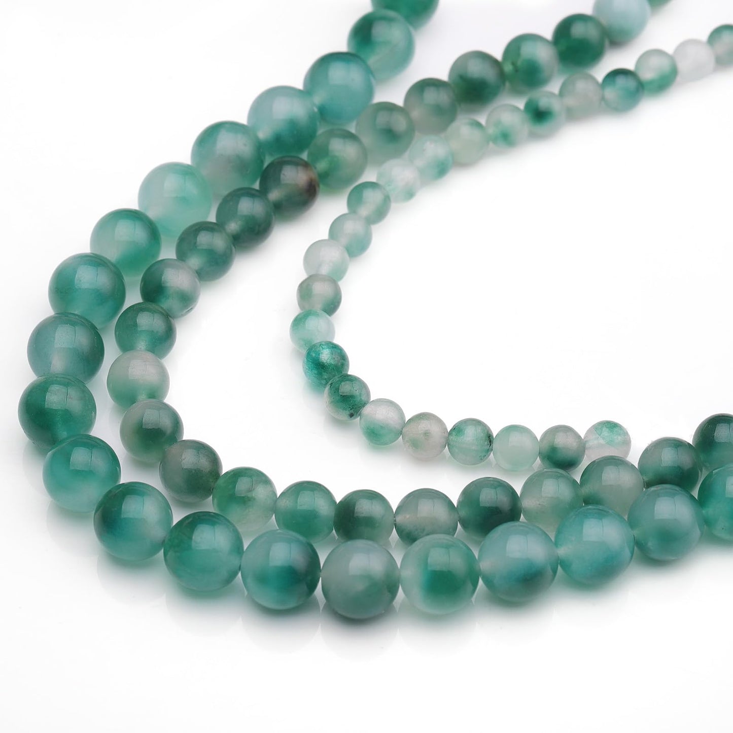35pcs 10mm Natural Gemstone Beads for Jewelry Making Supplies,Flower Jade Healing Crystal Polished Round Loose Stone Beads for Bracelet Necklace 15 Inch