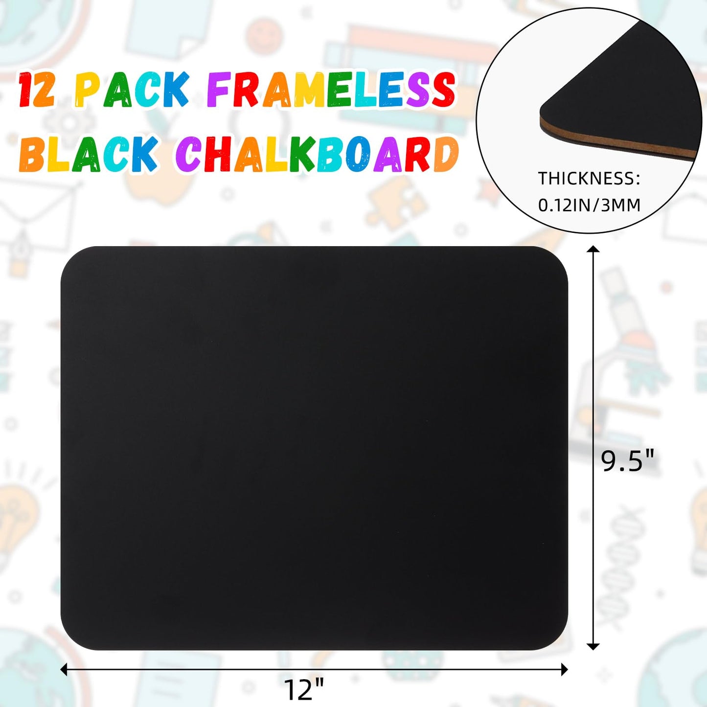Humyoun 12 Pcs Chalk Board for Kids Bulk 9.5" x 12" Double-Sided Wooden Frameless Chalkboard Sign Blackboard for Kids Student School Classroom Home Office Restaurant Birthday Party Favors