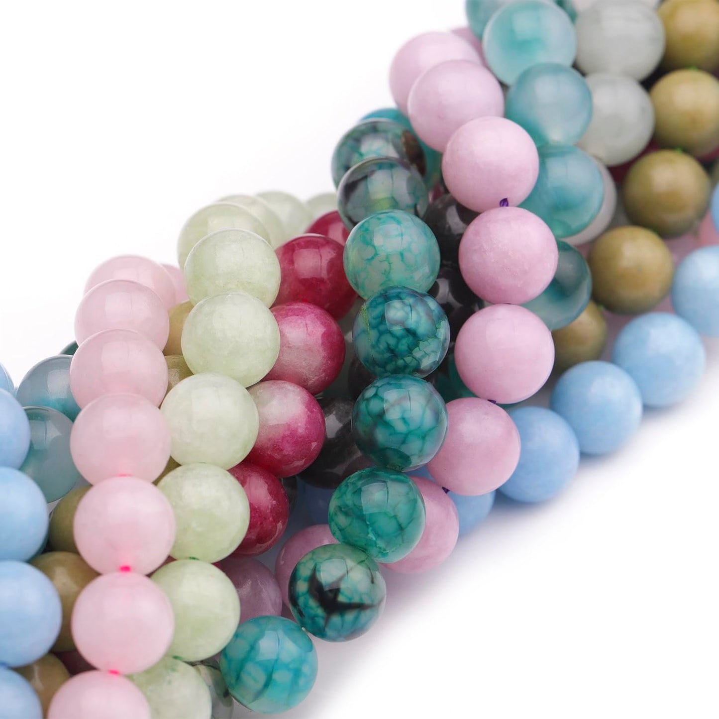 35pcs 10mm Natural Gemstone Beads for Jewelry Making Supplies,Watermelon Tourmaline Healing Crystal Polished Round Loose Stone Beads for Bracelet Necklace 15 Inch