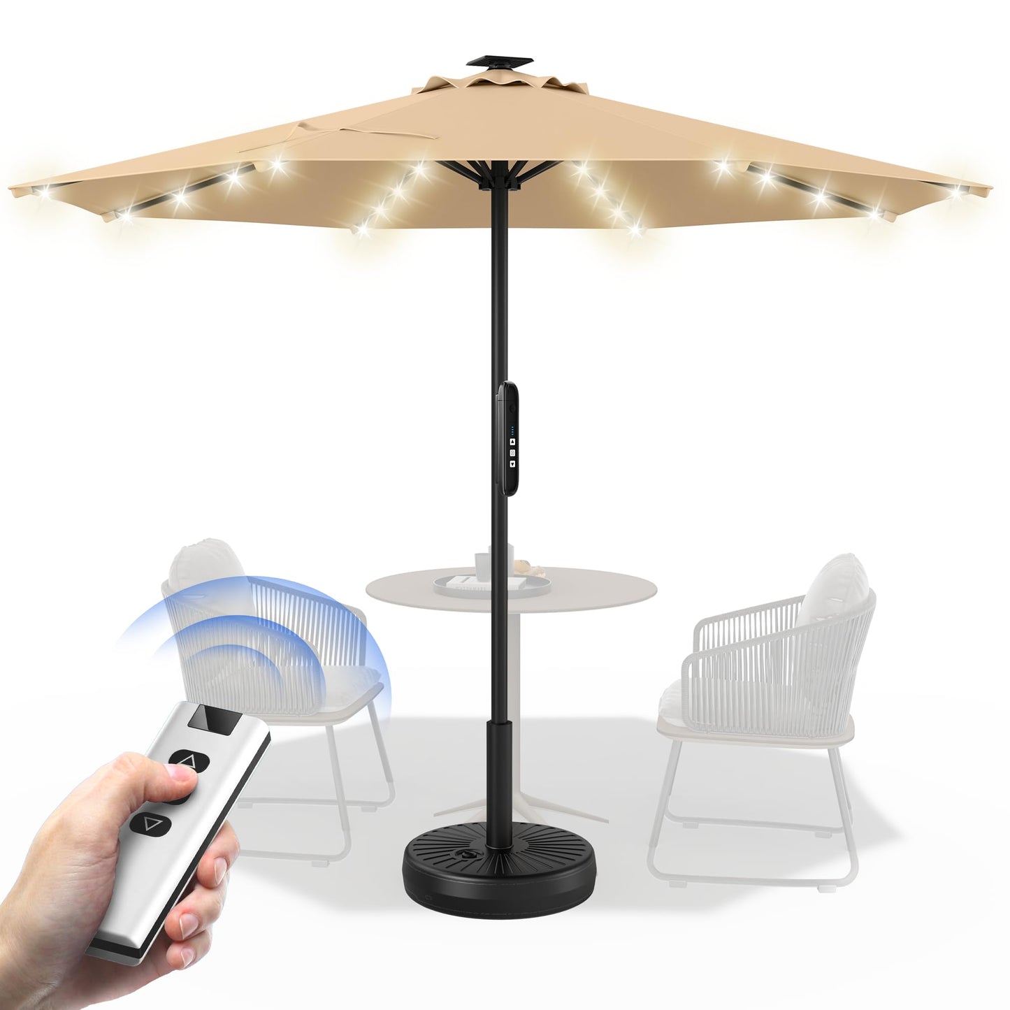 HOMSHADE Offset Patio Umbrella with Base Included, Cantilever Offset Hanging Patio Outdoor Market Umbrella UPF50+ UV Protection with Easy Tilt and Crank for Pool Deck and Garden(Buff)
