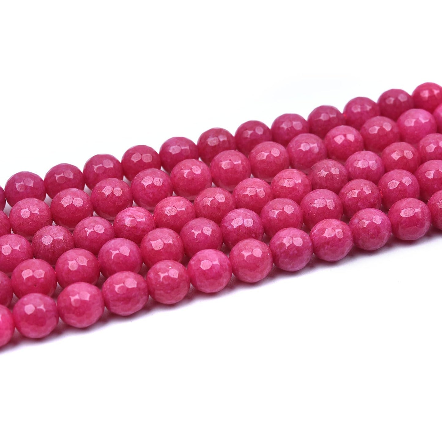 HAAMIIQII 6mm Rose Red Jade Faceted Round Stone Spacer Beads, Loose Gemstone Beads for Jewelry Making, DIY Bracelet, Necklace, Healing Crystal 15 Inch (65pcs)