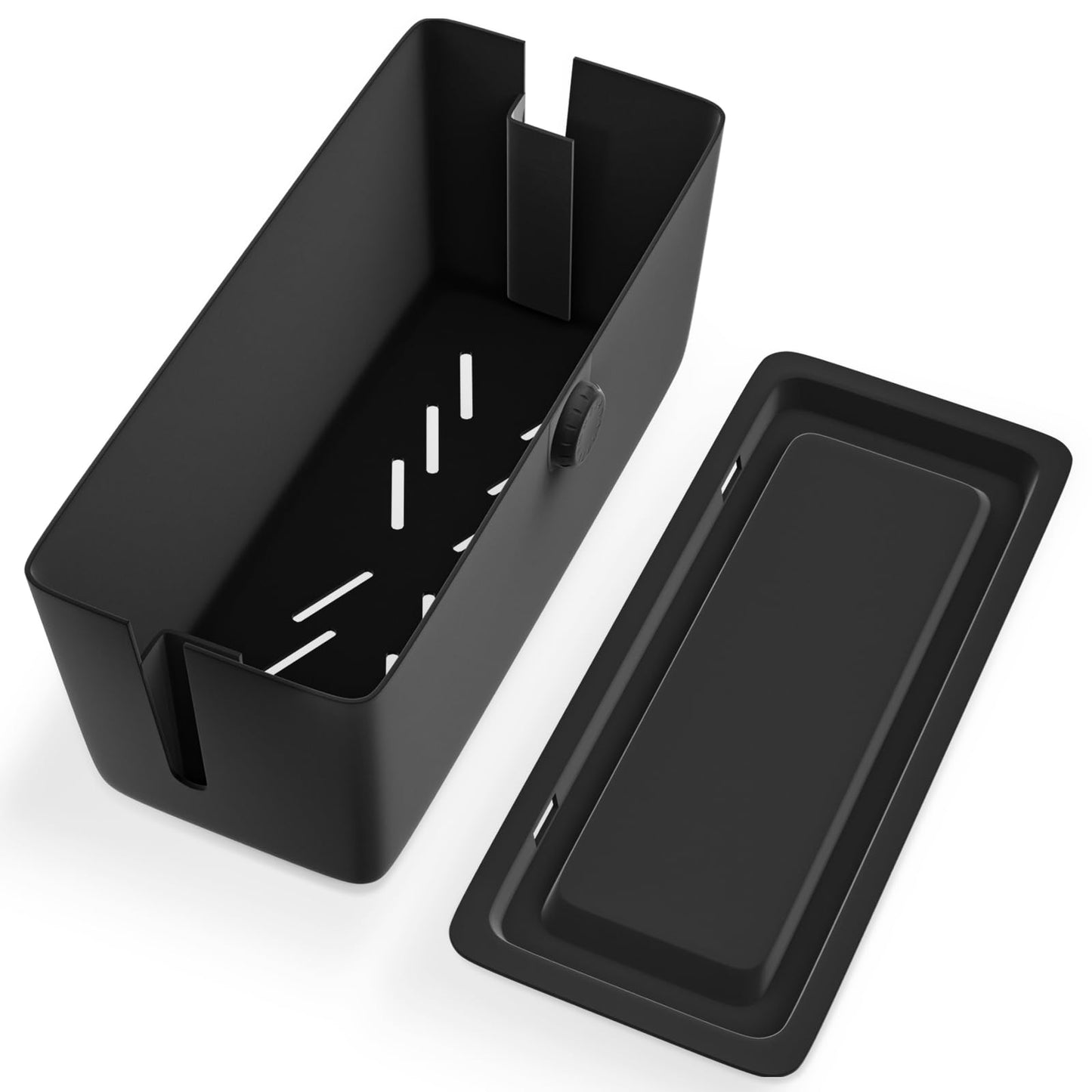 KinderSense® Cable Management Box - Cord Organizer with Child Proof Lock - Cord Hider to Conceal Wires,Power Strips from TV,Computer,Desk and Babies - 12 X 5.25 x 5.25 (Black)
