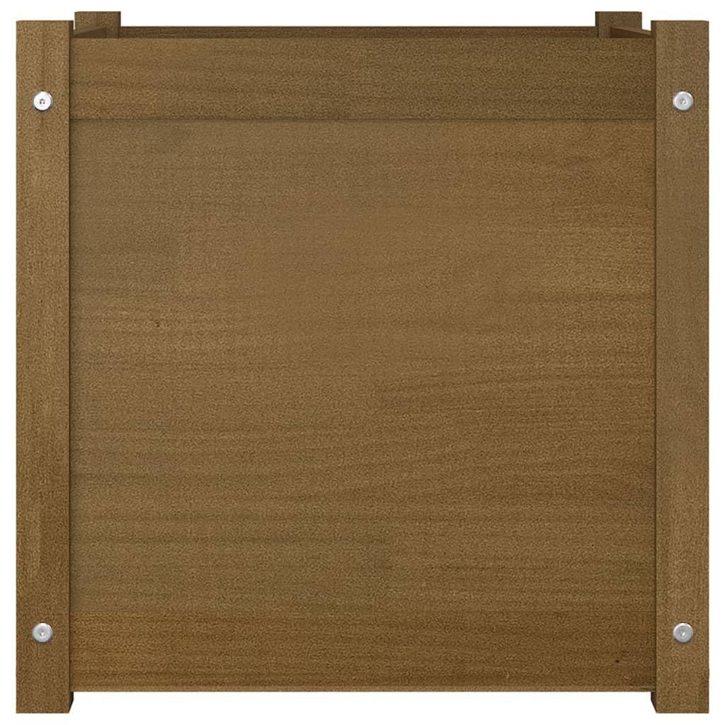 PUGYNBK Large Square Garden Planter for Vegetables Rustic Garden Planter Solid Pinewood for Balcony Patio Set of 1 Honey Brown Wooden for Outdoor Plants and Flowers