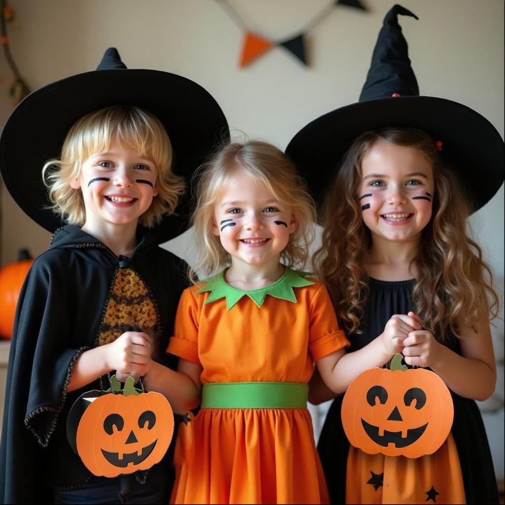 Cheerland Halloween Party Decorations Cute Spooky Pumpkin Treat Bags With Wrapping Paper for Horror Theme Birthday Baby Shower Summerween Party Supplies