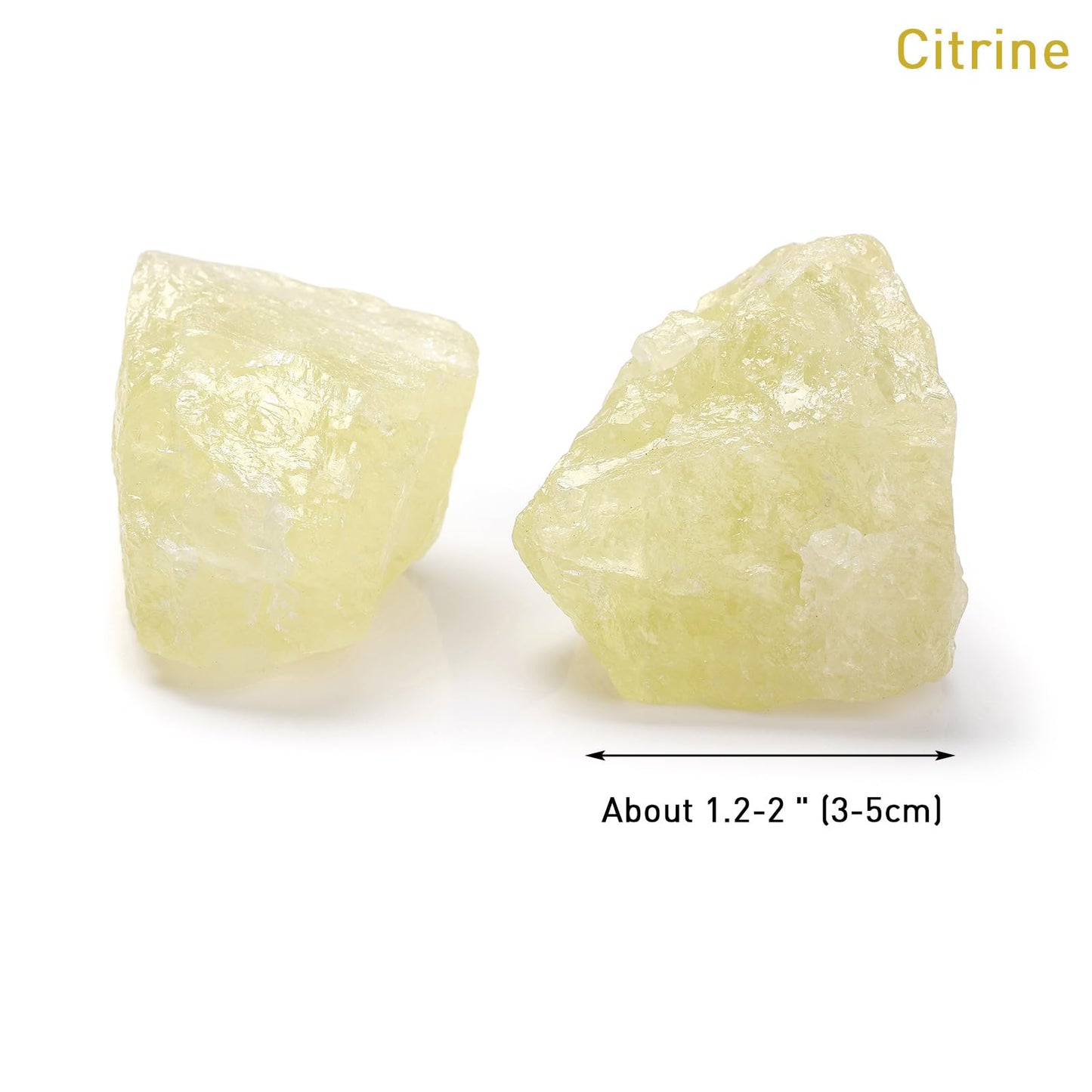 GolbalJew Citrine Natural Raw Crystals 2PCS Healing Crystal Stones 1.2-2.0” Reiki Healing Gemstones for Meditation Chakra Balance Home Decor