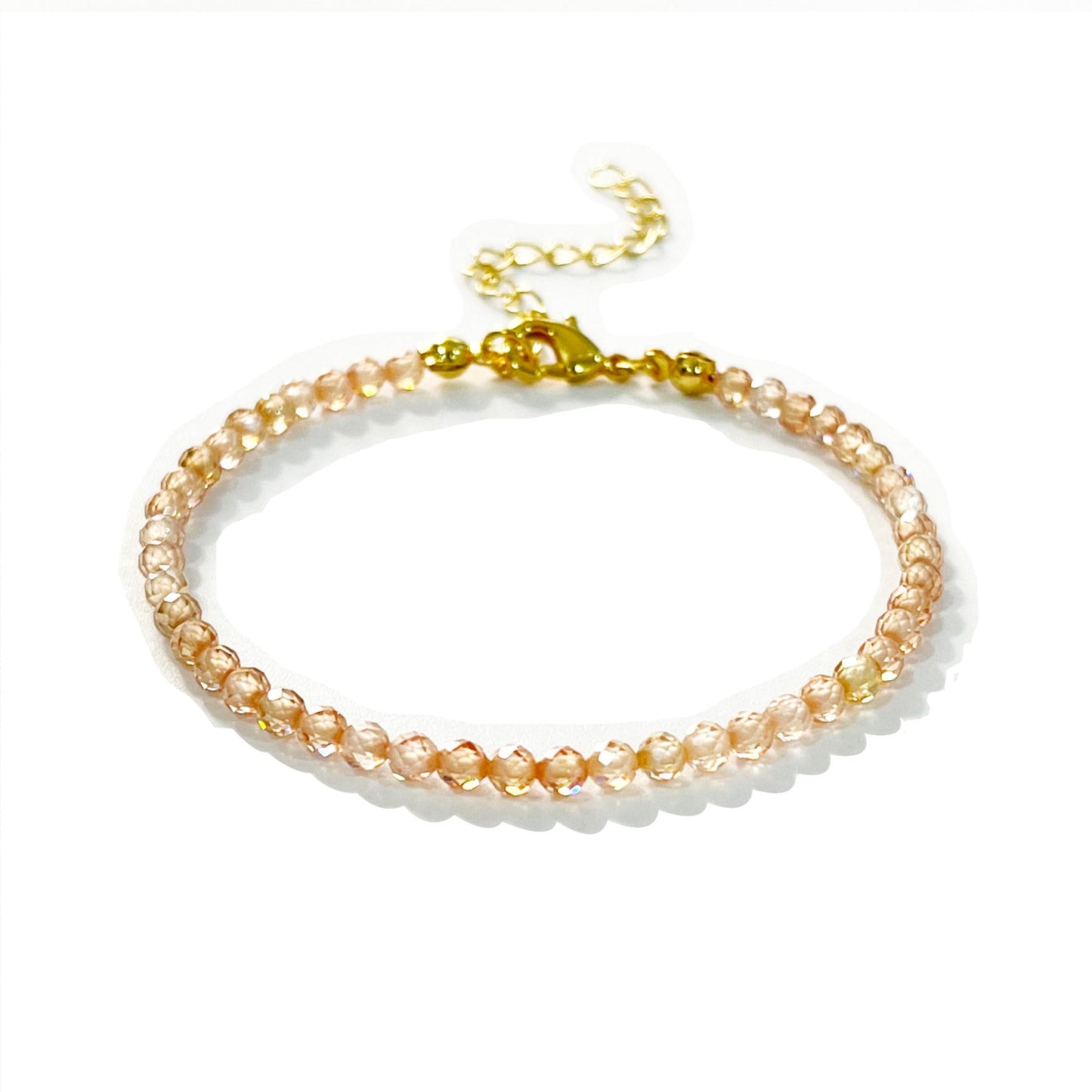 Withgenes Sparkly Champagne Gold Bracelet Exquisite Elegance CZ Crystal Gemstone Bead Bracelets 18K Plated Simple Jewelry Unique Present for Women
