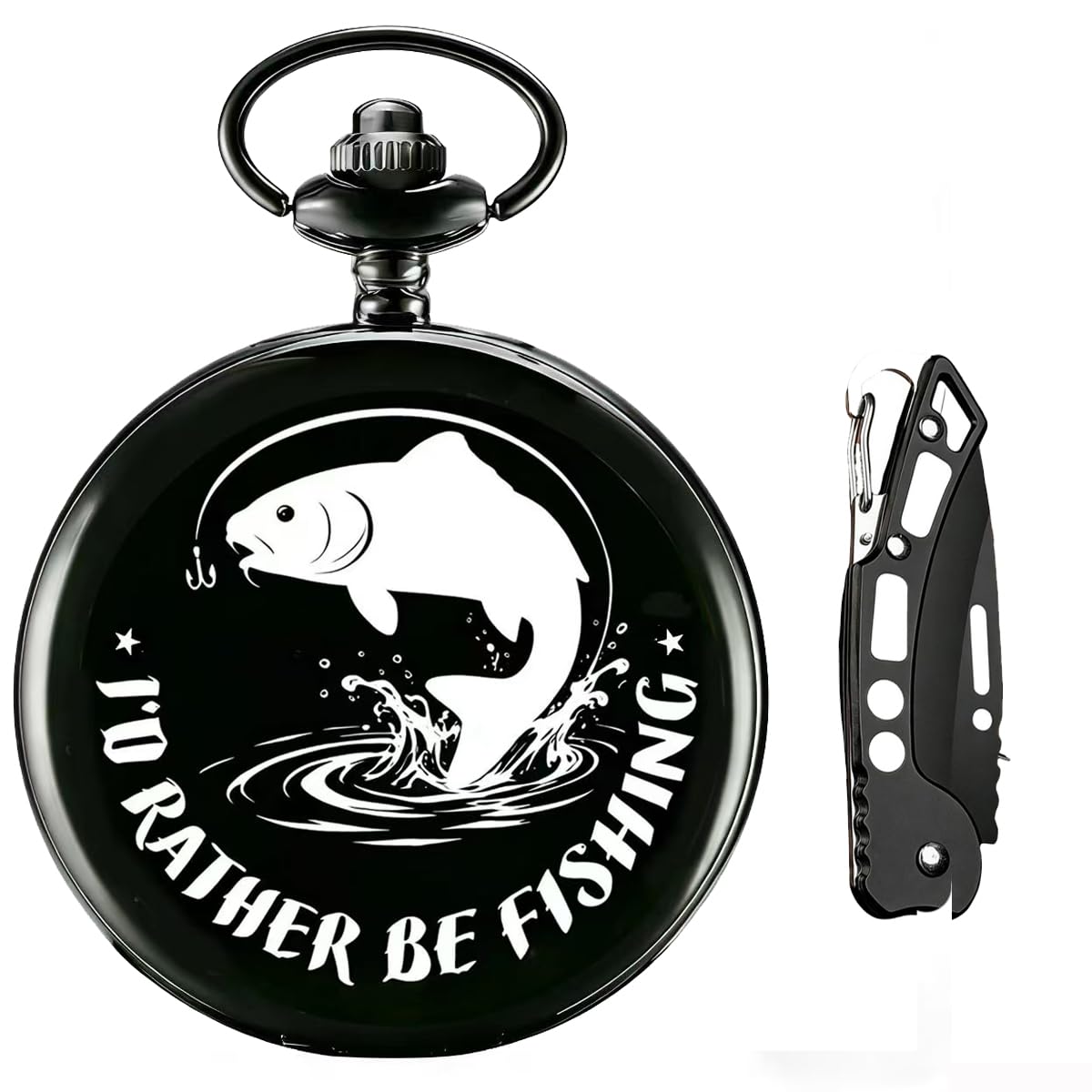 Udaney Fishing Gifts for Men - Classic Pocket Watch and Multi-Tool Knife Set, Unique Gifts for Fishermen and Anglers, Best Fishing Gifts for Mentor or Partner with Elegant Gift Box