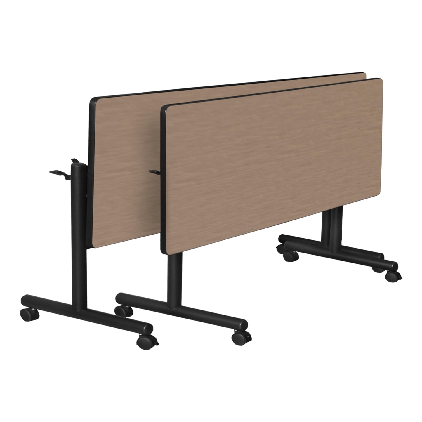 Regency Kobe 72 x 30 in. Flip-Top Training Nesting Table- Noble Oak, 2 M Stack Chairs- Blue