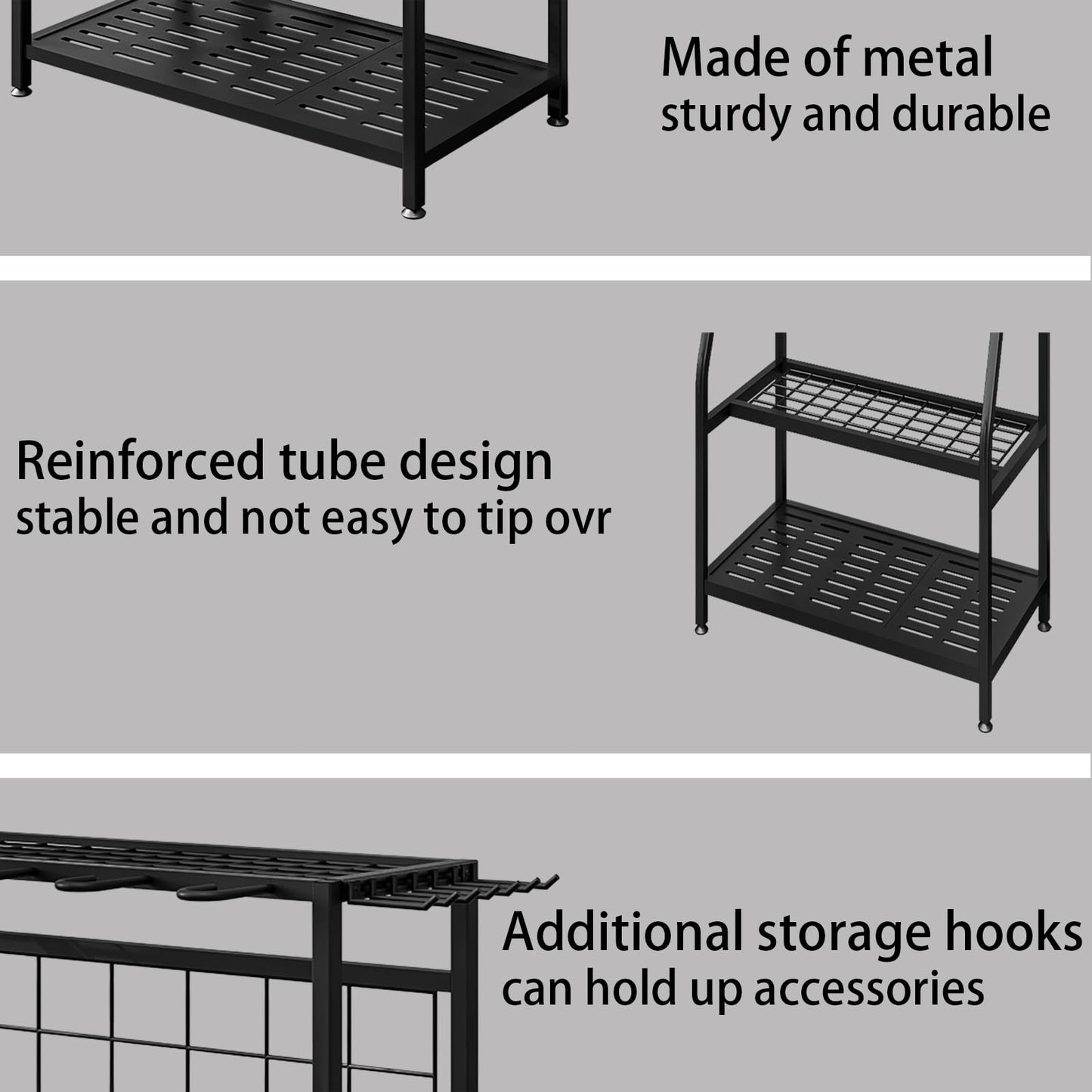 YIZAIJIA Garden Tool Organizer Holder Heavy Duty Steel Rack Up to 60 Long Handled Tools for Garage Shed Outdoor Garden Yard Black