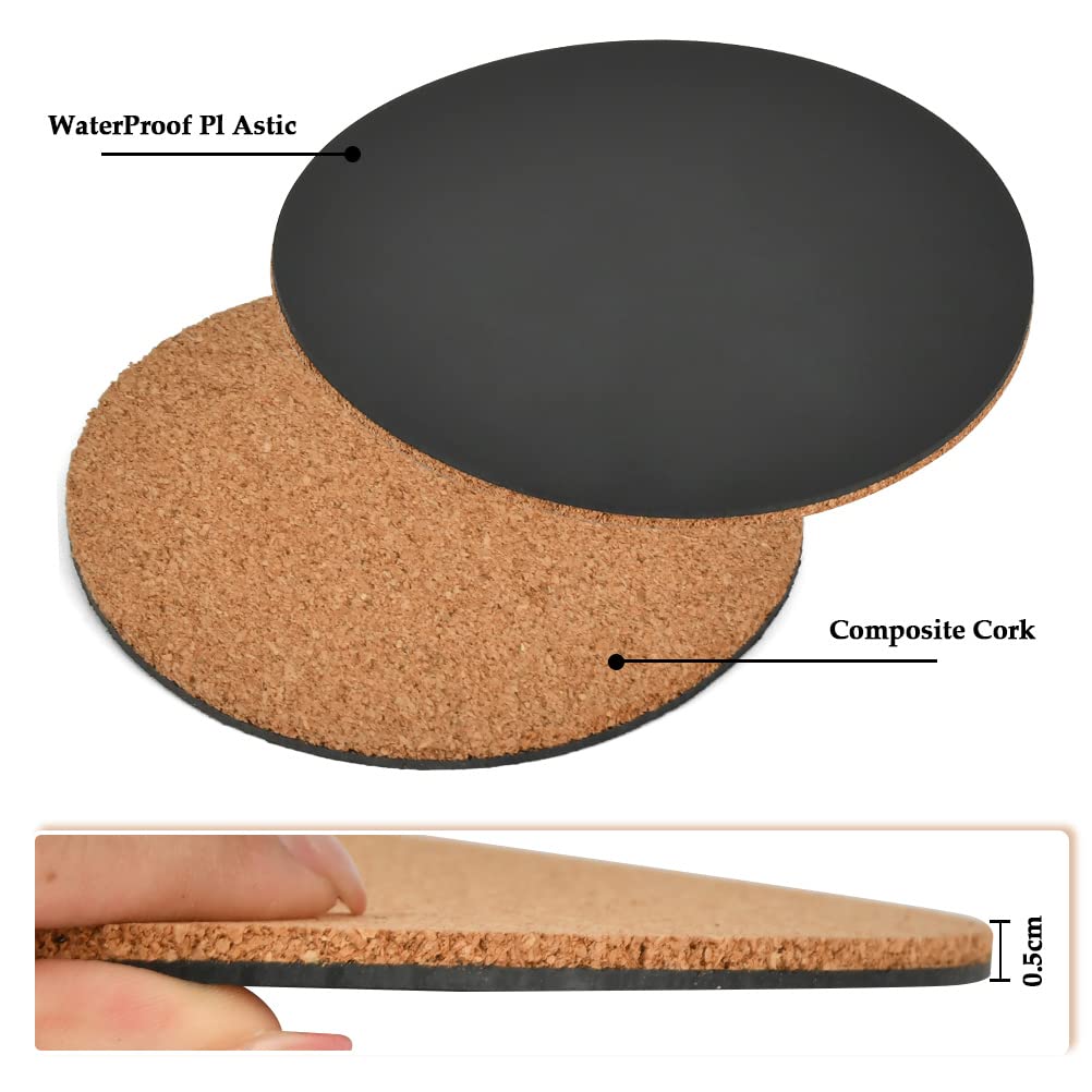 BUYGOO 10Pcs Cork Plant Mat Round Cork Plant Coasters 4/6/8 Inch DIY Corks Pad Plants Plate Pad for Gardening, Indoor and Outdoor Pots, DIY Craft Project