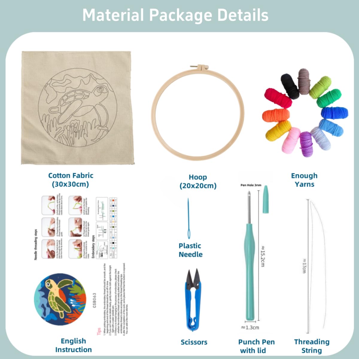 Punch Needle Kits Cute Giraffe Embroidery Starter Set with Hoop Easy for Beginners DIY Stress Relief Handmade Craft Hobby and Home Decor 20x20cm-1