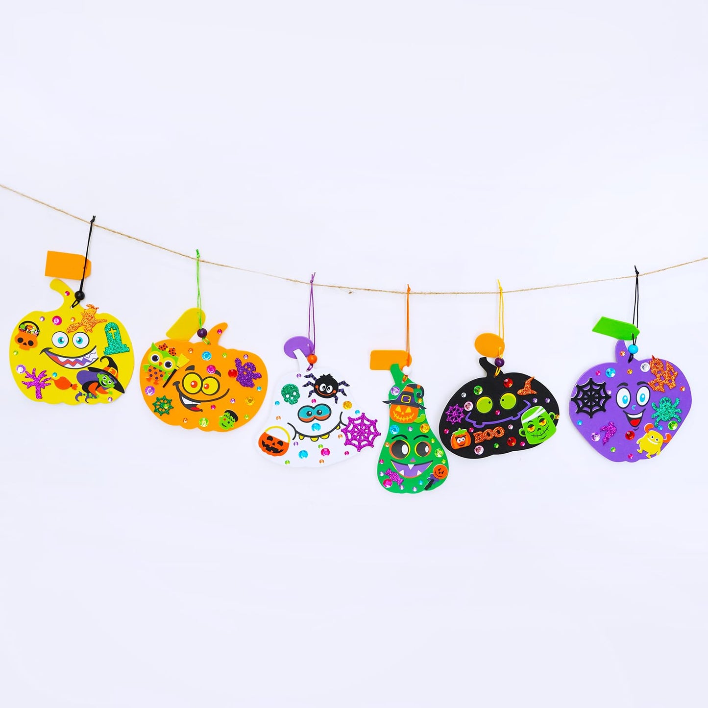 Winlyn 36 Sets Halloween Craft Kits Fall Crafts DIY Halloween Pumpkin Ornaments Art Set Bat Monster Foam Stickers Halloween Arts and Crafts for Kids Classroom Activities Party Favors Trick-Or-Treaters