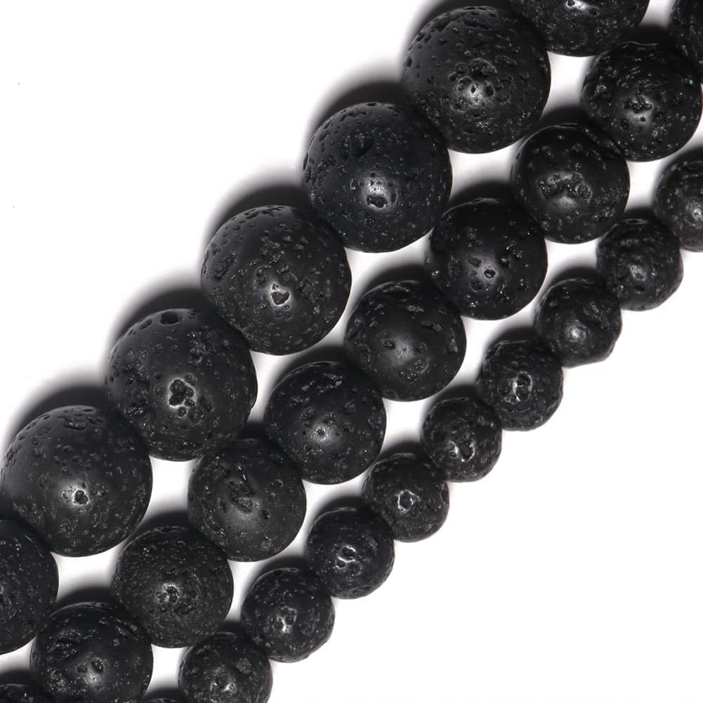 Yochus 60pcs Volcanic Rock/Black Lava Rock Beads，6mm Healing Power Natural Stone Round Loose Beads for Jewelry Making Earring Necklace DIY Crafts
