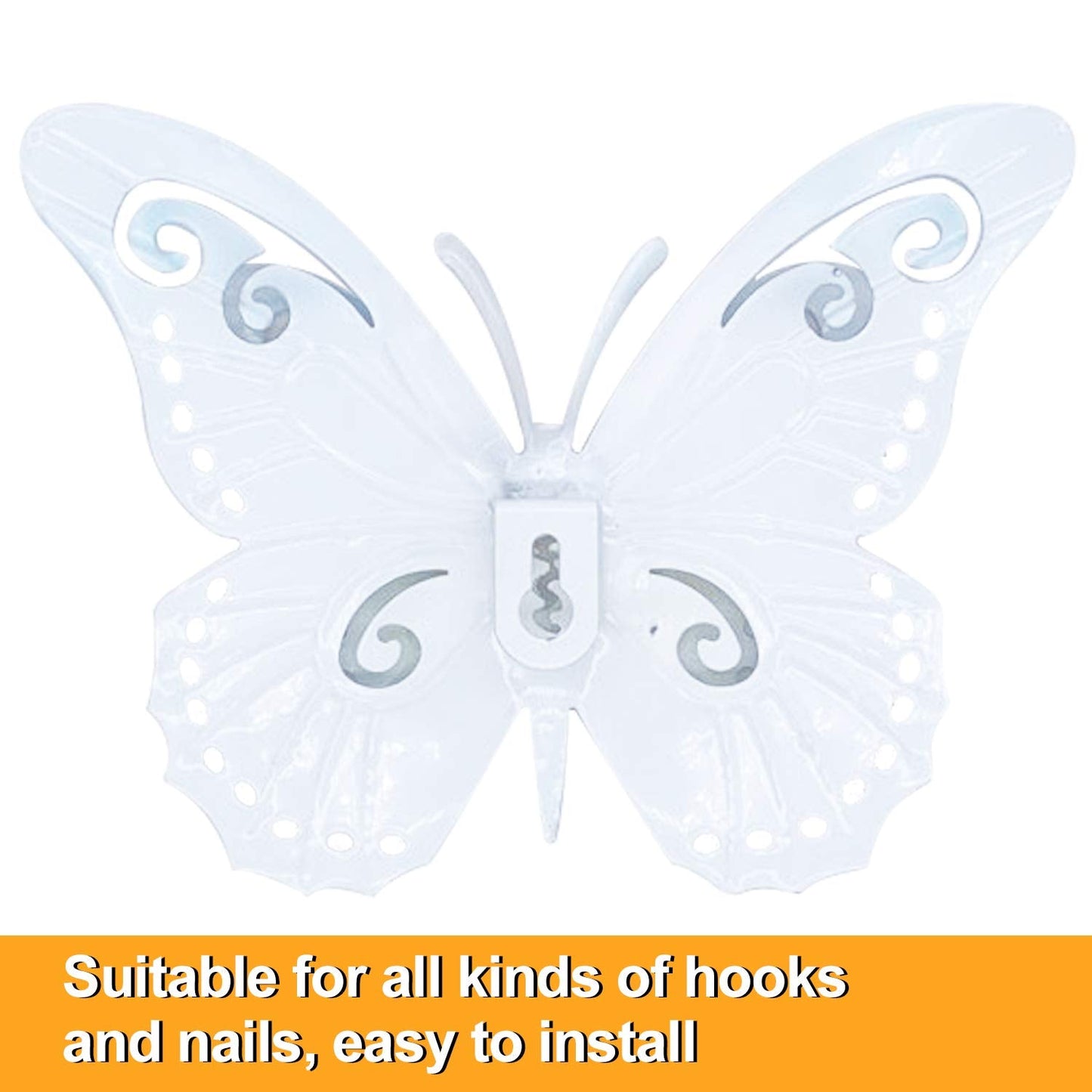 Metal Butterfly Outdoor Wall Decor- 6.5'' Double Wings Butterflies, Hanging Decorations for Fence Garden Yard Patio