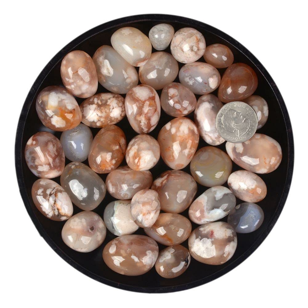 Justinstones 100 Grams Sakura Agate Tumbled Polished Natural Crystal Healing Pocket Stones Rock Collection