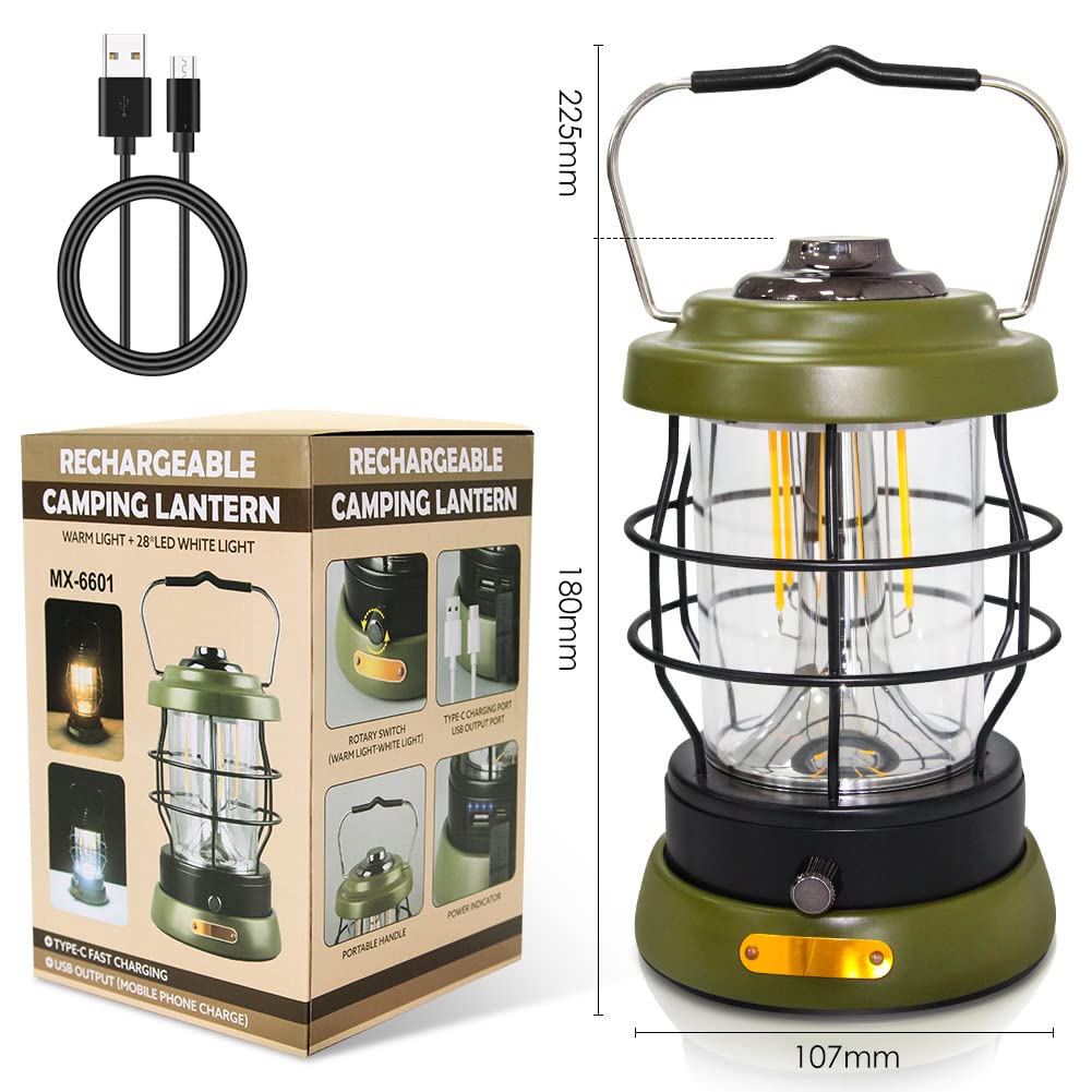 UniqueFire Rechargeable Camping Lantern 1500 High Lumens Hurricane Camp Light 2 Modes Portable Electric Tent Lamp Hands-Free Flashlight Lantern,5000 mAh Battery LED Lanterns for Power Outages