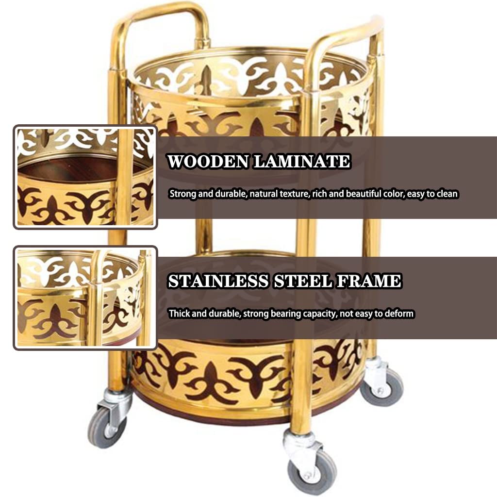 Portable Mobile Double Armrest Drink Cart, Bar Cart with Wheels High-end Restaurant Luxury Style Serving Cart, Housewarming Gift(Gold)