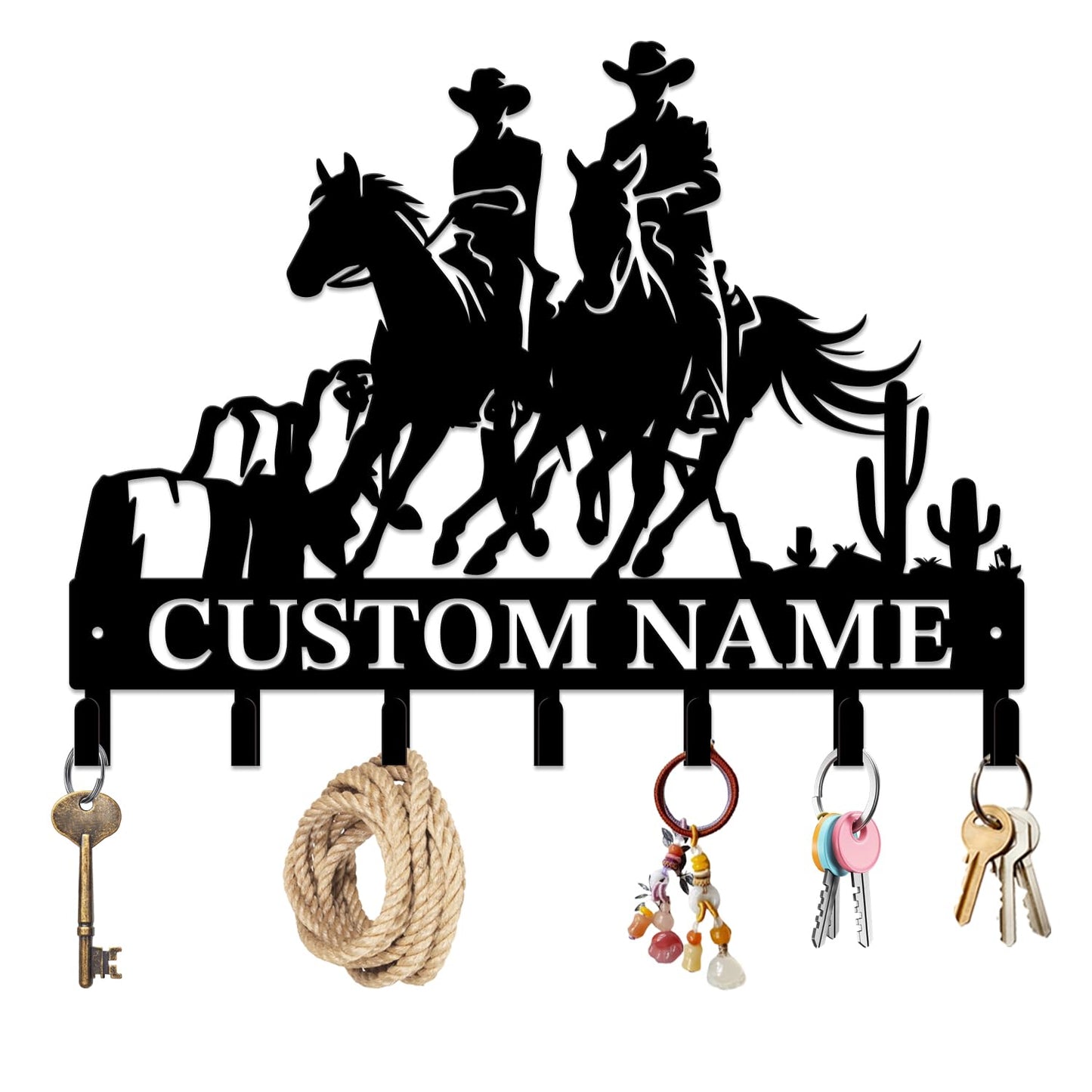 peanut case Personalized Farm Horse Keys Hooks,Custom Name Metal Cowboy Horse Art Keys Hooks,Metal Horse Lover Wall Home Storage Decorative Keys Hooks,Key Holder Hooks for Wall (Style E)