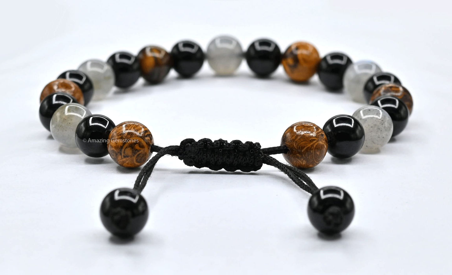 Amazing Gemstone Mood Bracelets for Kids Women Men Manifestation - Labradorite Mariyam Jasper Black Tourmaline Bracelet Set for Men Women Healing Calming Anxiety Stress Relief Gifts (Adjustable)