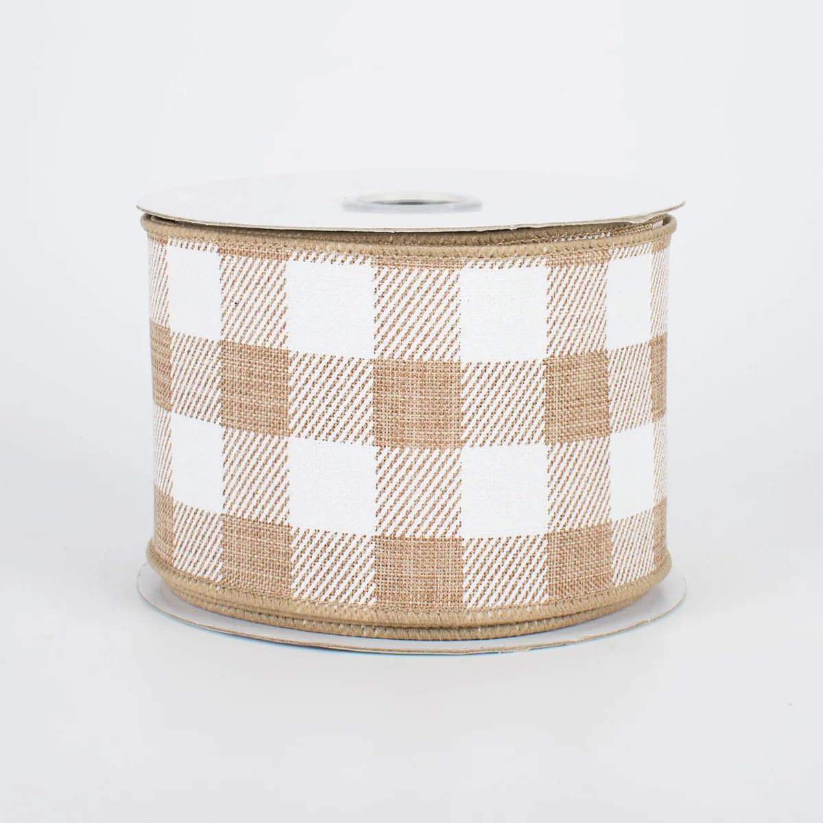 Tan Plaid Wired Edge Ribbon - 2 1/2" x 10 Yards, Mother's Day, Father's Day, Wreath, Rustic Farmhouse, Country Style, Wedding Decoration, Birthday, Anniversary, Gift Bows, DIY, Crafts, Fall, Christmas