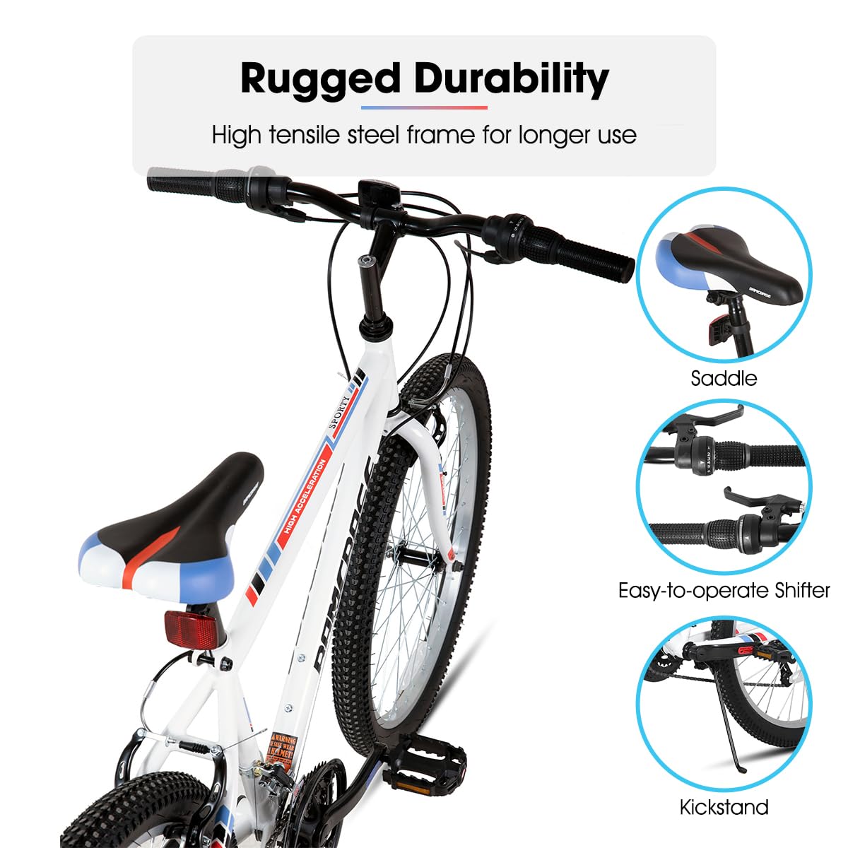 HH HILAND 24 26 inch Mountain Bike for Men Women, 18 Speeds High-Carbon Steel Frame, Sport Cycling MTB Bicycle for Adult