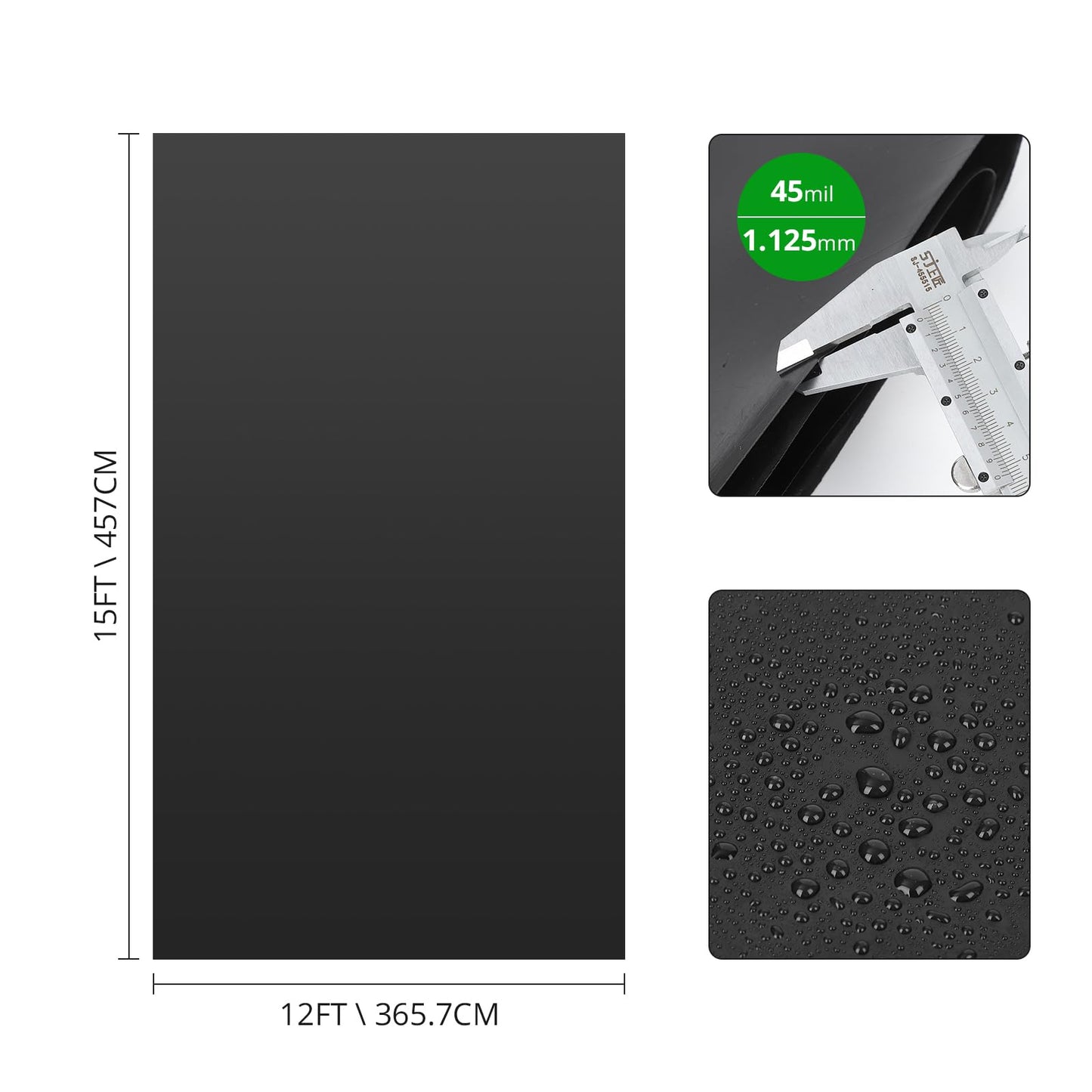 GarveeLife Pond Liners 12x15 ft - Safety Material, Easy Cutting, Versatile Applications, for Natural Outdoor Ponds, Waterfall, Fish, Koi Ponds, Water Garden