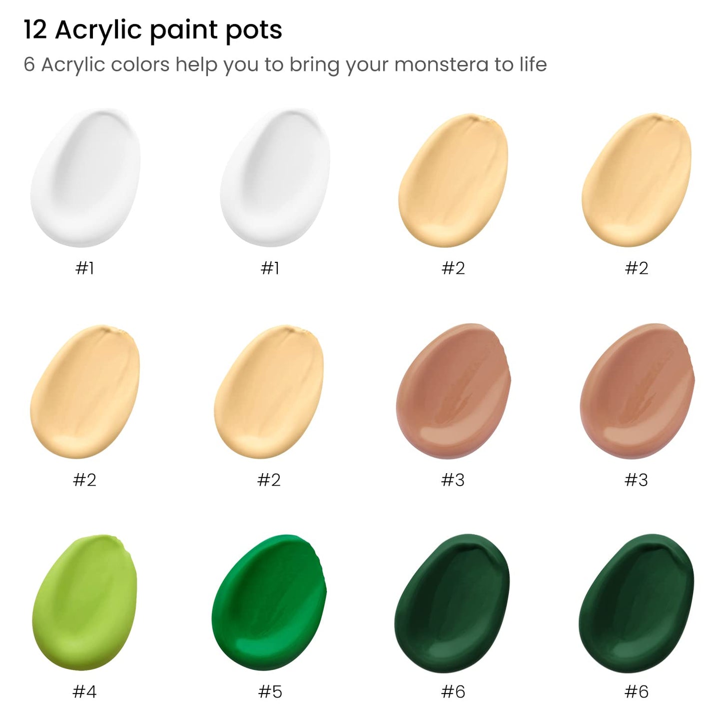 ARTEZA Paint by Numbers Kit, 12x16 Inches, 21 Pieces, Monstera Canvas Painting Kit, Canvas Panel, 12 Acrylic Paint Pots, 5 Paintbrushes, Art Supplies for a Meditative and Calming