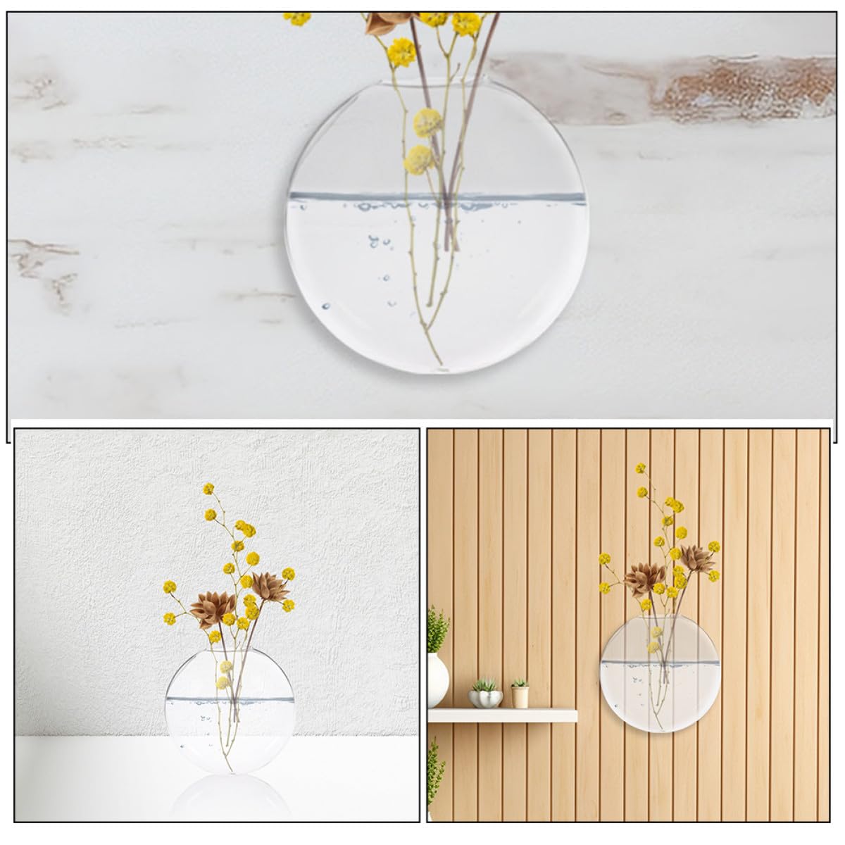 VICASKY 2pcs Glass Hydroponic Vases Wall Hanging Terrarium Holders for Indoor Plants Home Office Décor