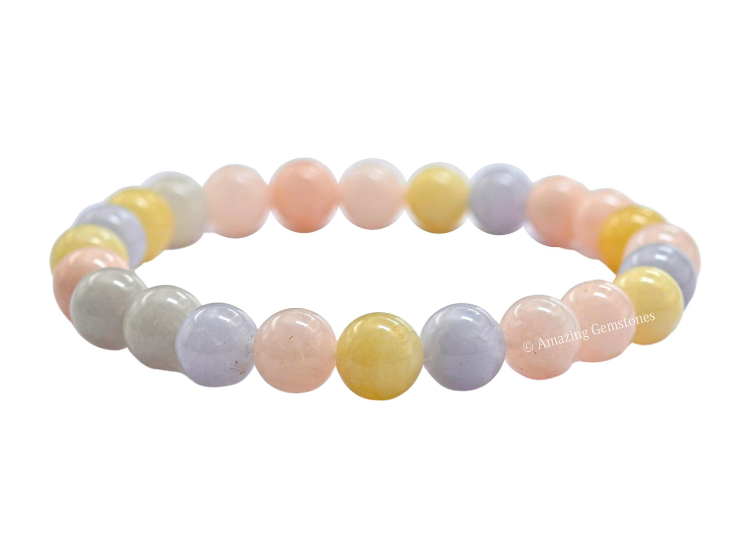 Amazing Gemstone Crystal Bracelet for Women Men's Gifts - Protection Healing Crystal Bracelet - 8mm Gemstone Beaded Stretchable Bracelet Pulseras Para Hombres Mujer Stocking Stuffers Mothers Day Gift (Morganite)