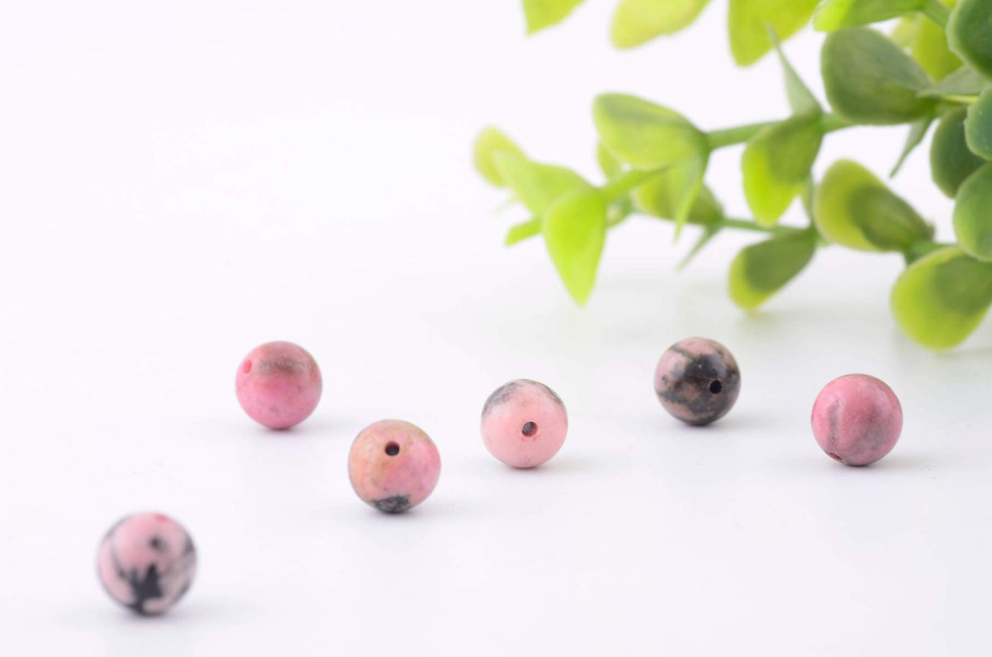 Natural Stone Beads 100pcs 8mm Black Stripe Rhodonite Round Real Stone Beading Loose Gemstone Hole 1mm DIY Charm Beads for Bracelet Necklace Earrings Jewelry Making (Black Stripe Rhodochrosite, 8mm)