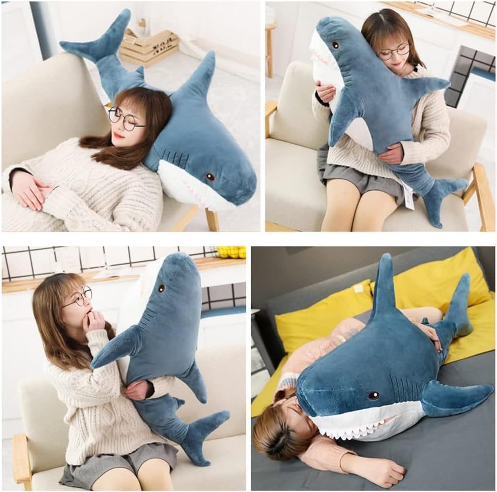 39.5-inch Plush Shark Toy Pillow, Giant Shark Stuffed Animal,Soft Shark Cushion Pillow Shark Plush Pillows,Chubby Stuffed Shark Toy - Children s Boys and Girls Room Decoration Bedtime Gift (Blue)