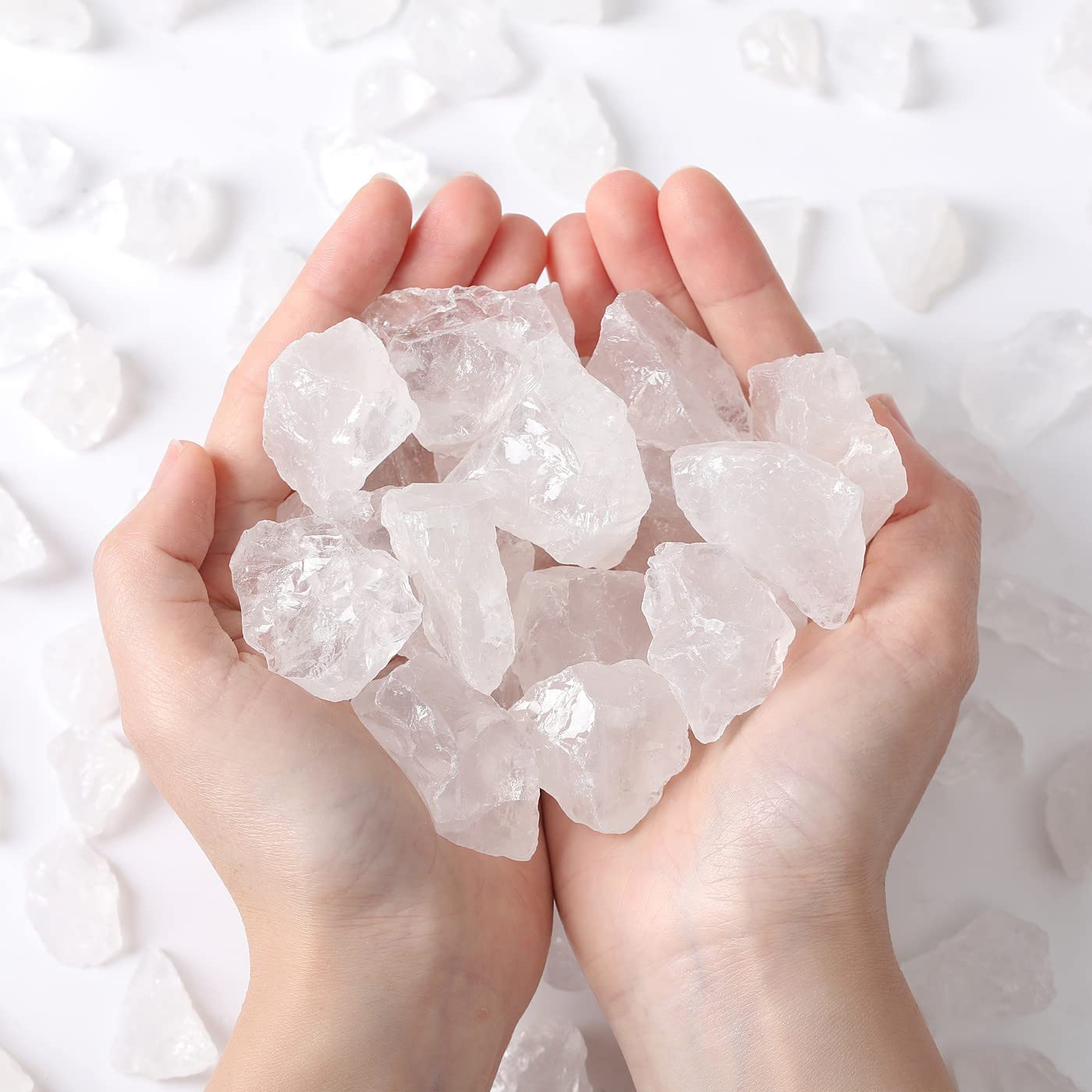 MAIBAOTA Natural Clear Quartz Crystals Bulk Raw Healing Crystal Stones 1" Raw Rough Gemstones Rocks for Tumbling Polishing Cutting Reiki Witch Quartz Crystals