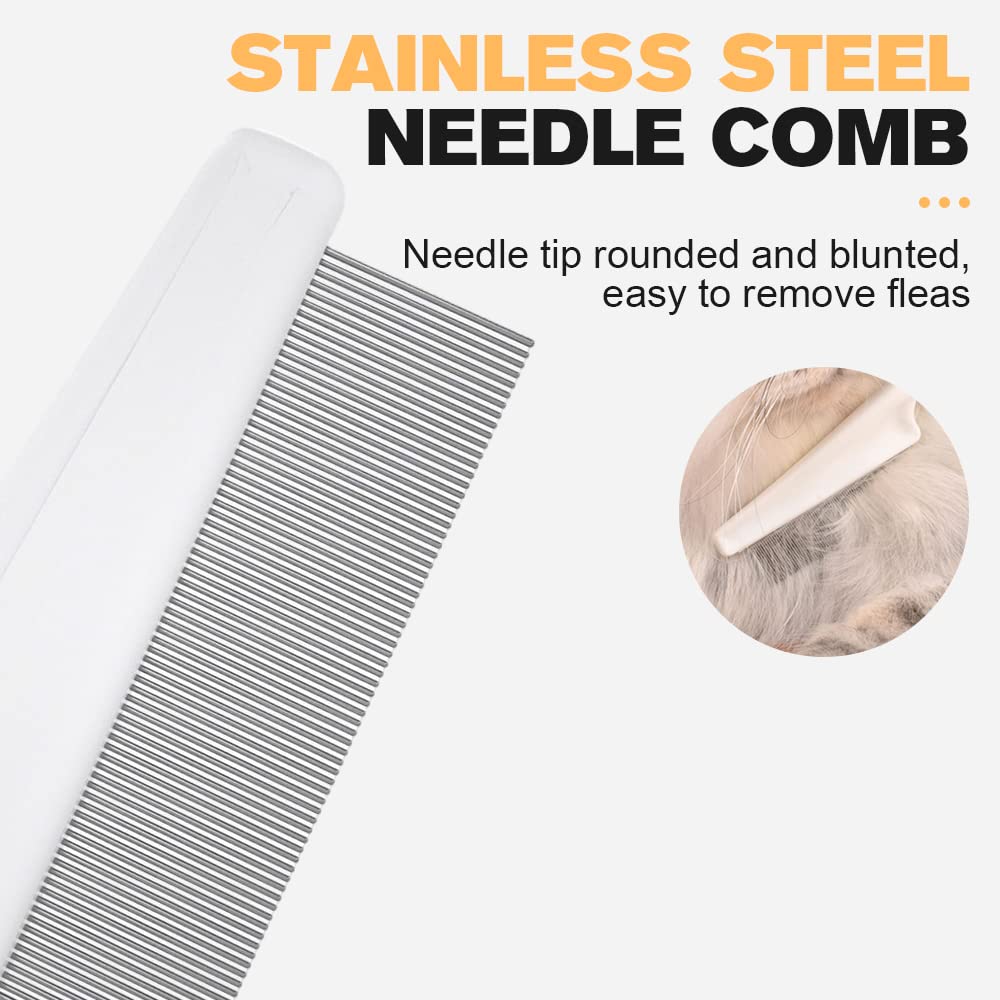 Dog Comb 2 Pack, 2026 New Professional Pet Eye Comb and Grooming Comb Set, Stainless Steel Fine Tooth Tear Stain Remover for Cats and Dogs, Pet Comb for Tangles Knots Loose Fur