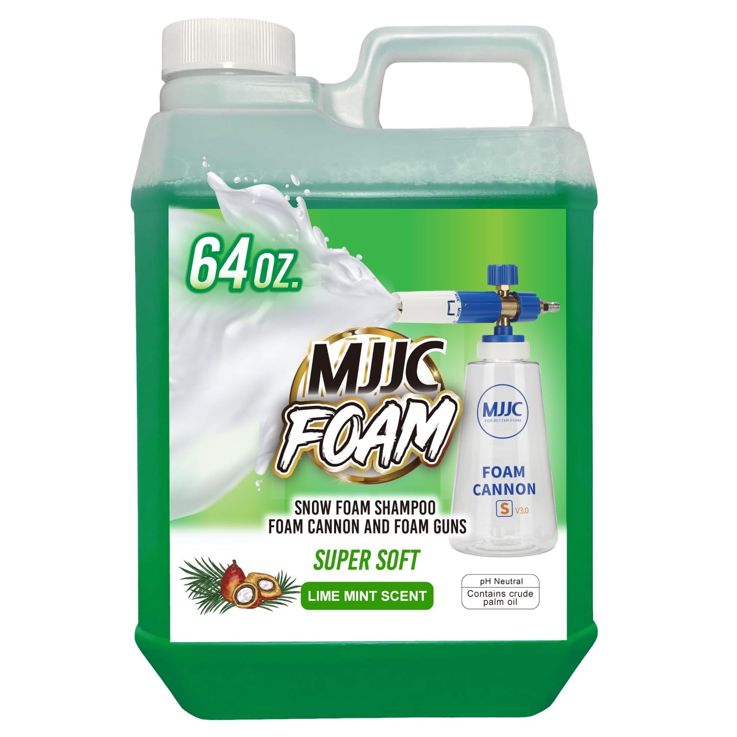 MJJC Foam Ultimate Snow Foam Car Wash Soap Specialized Car Shampoo for Foam Cannon and Pressure Washer, Safe for Cars (pH Neutral, 10x Concentrated) lime mint scent (64 oz)