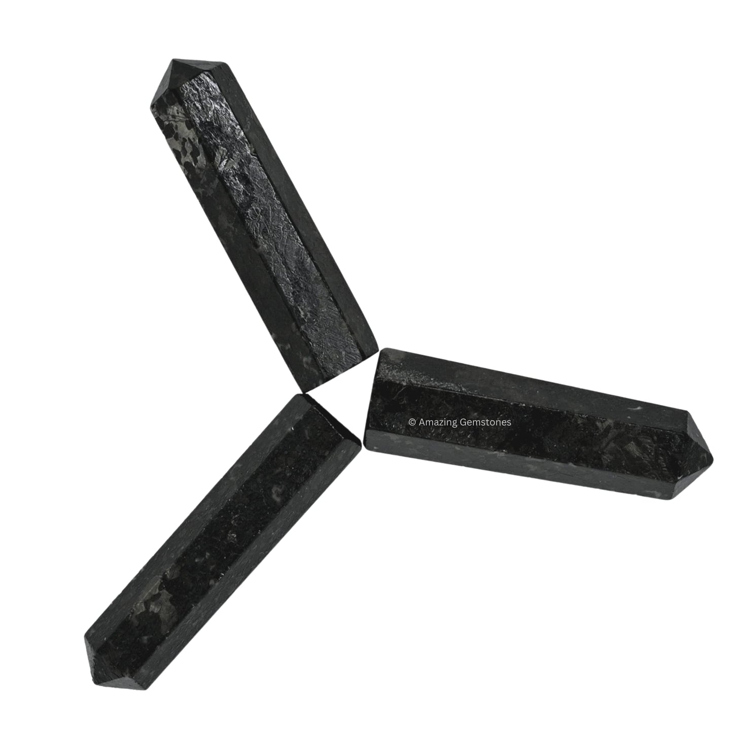 Amazing Gemstone Nuummite Crystal Points Bulk Healing Crystals & Stones - Pack of 3 Single Terminated Healing W& Point Bulk Crystals for Crafts, Crystal Grid, DIY Work - Premium Crystals