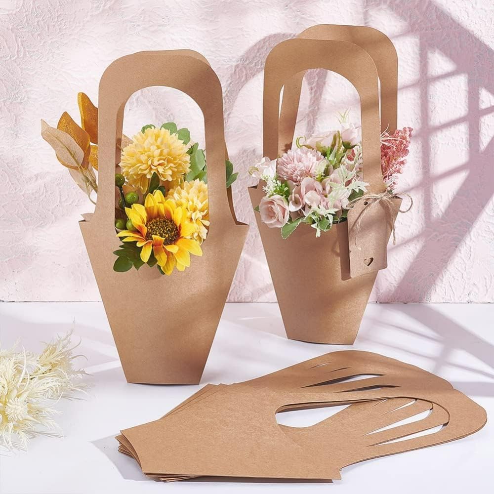 WWT 20 Pcs Flower Bags for Bouquets,Flower Bouquet Bags with Handles,Florist Supplies for Mother's Day Wedding