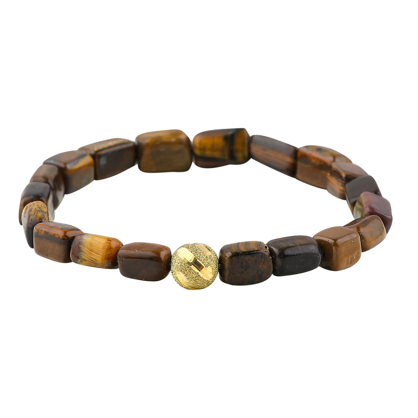 CRYSTALIS Tiger Eye Elastic Stretch Bracelet, Natural Beads, Chakra Healing Jewelry for Men & Women, Adjustable Bracelet, Everyday Wear, Gift Giving Bracelet, 7.25 to 7.50 inch