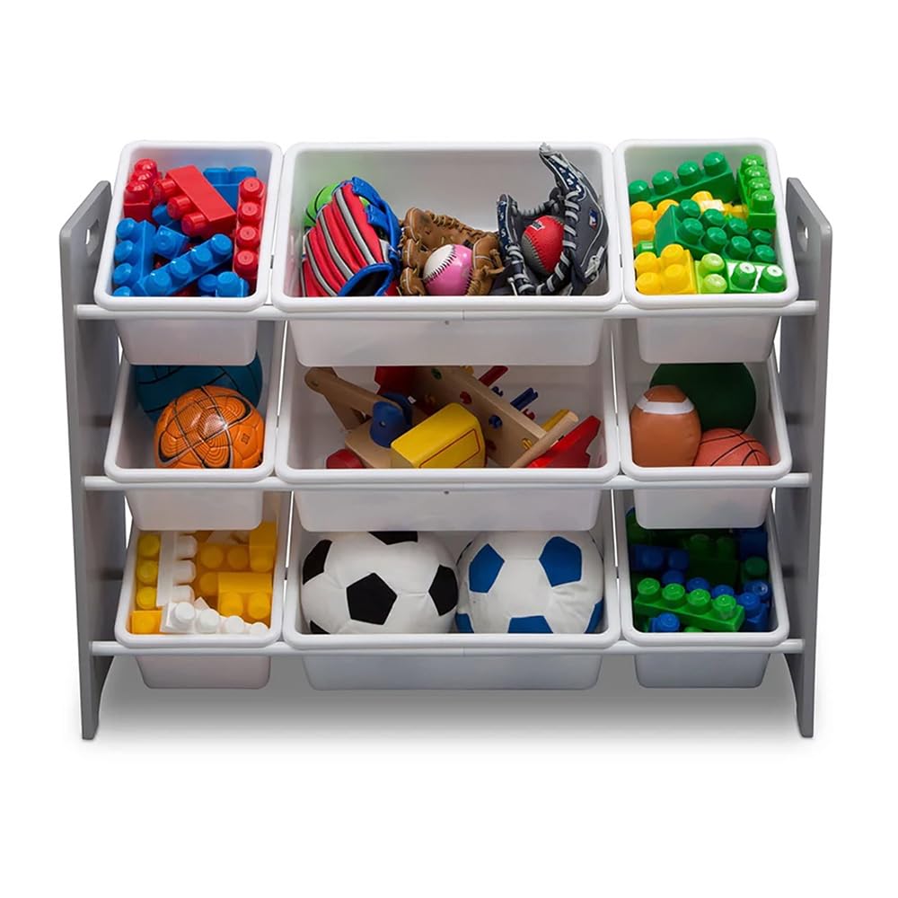 Delta Children MySize 9 Bin Plastic Toy Organizer - Greenguard Gold Certified, Grey