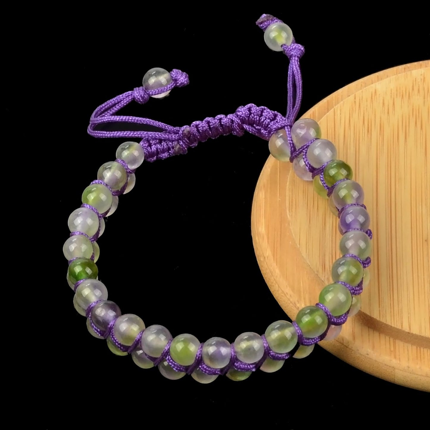 MASSIVE BEADS Natural Chakra Healing Power Crystals Macrame Bracelet Yoga Double Layer Stone Beads Gemstone Meditation Relax Anxiety Bangle for Unisex Women Men (Gradient Purple Green Jade, 6mm)