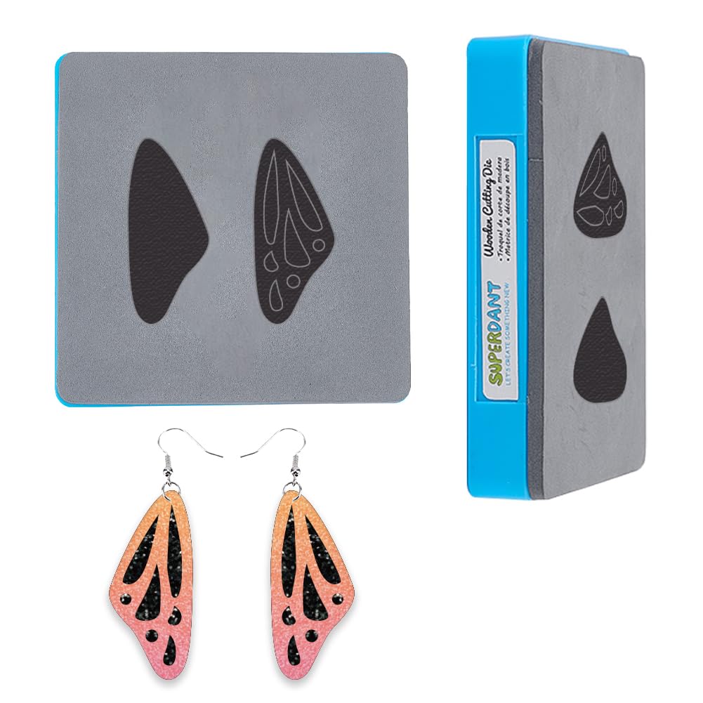 SUPERDANT Leather Earrings Cutting Die Butterfly Dangle Earrings Wings Die Cutter Women Pendant Cuts Machine Faux Leather Dies for Butterfly Lover Jewelry Gifts DIY Decoration