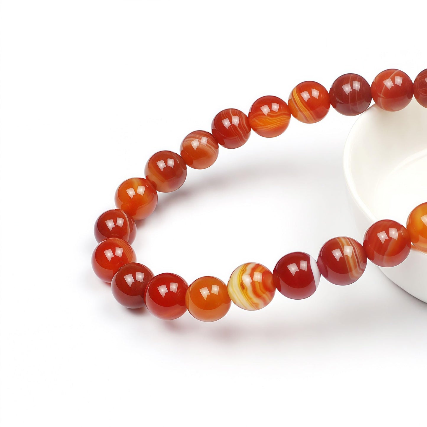 MJDCB Natural Red Striped Agate Beads Round Loose Beads for Jewelry Making DIY Bracelet Necklace (10mm)