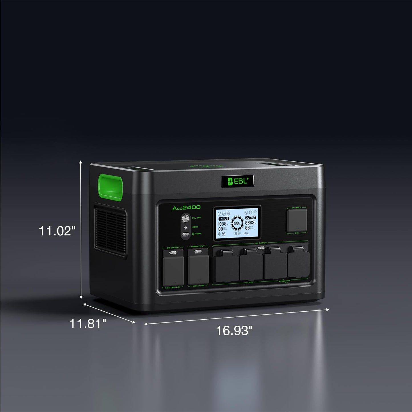 EBL 2400W Portable Power Station LiFePO4 Battery,1843.2Wh Solar Generator,Home Battery Backup,12 Outlets(2400W AC Outlets,4800W Peak), USB-C PD 100W,2Hrs Quick Charge,Home Emergency, RV Trip