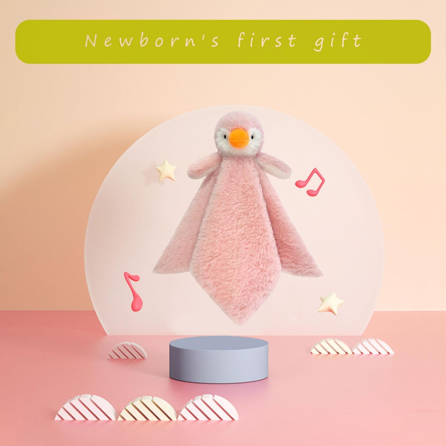 Doindute Baby Soft Pink Penguin Stuffed Animal Security Blanket, Plush Penguin Character Lovey Blanket, Baby Shower/Nursery Gift, Newborn Infant Toddler Snuggle Blankie for Girls Boys, 14 Inches