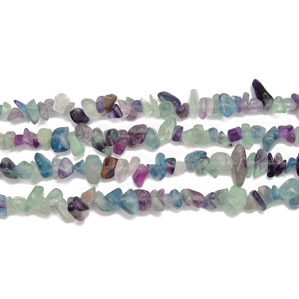 PLTbeads Gemstone Chips Natural Mutilcolor Fluorite 3-5mm Healing Crystals Waist Bracelets Necklace Kit Irregular Stone DIY Crafts Design Jewelry Making Approxi 32 inch