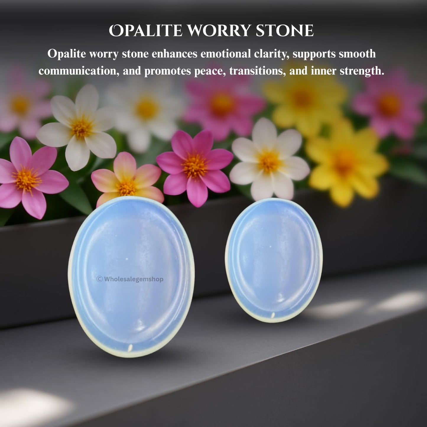 GEMSCITE Opalite Thumb Worry Stones Metaphysical Gemstone Crystal Healing Reiki Men Women Gift FENG Shui Positive Energy Love Wellness Palm Stones Wicca Powerful