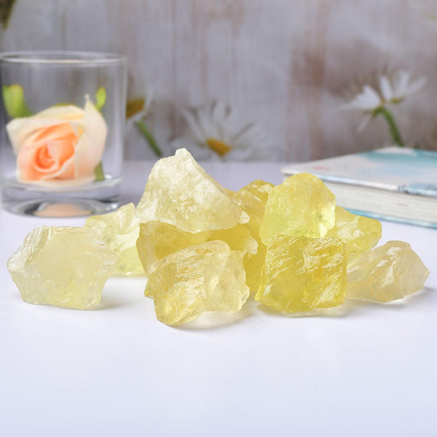 Citrine Raw Crystals Healing Crystals Natural Rough Stones 1.2-2" for Tumbling, Fountain Rocks, Yoga, Meditation, Polishin, Gift 12