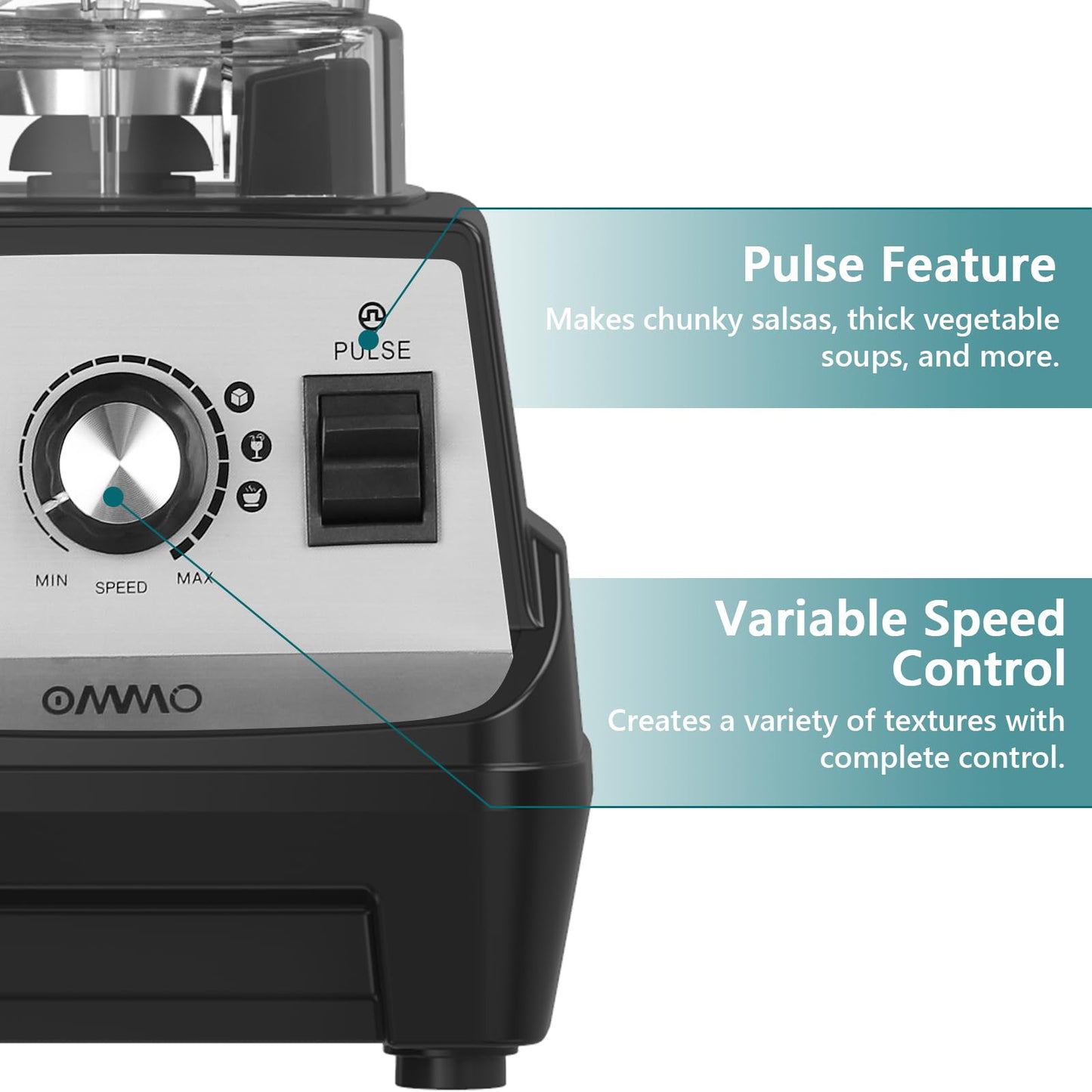 OMMO Blender 1800W, Professional High Speed Countertop Blender with Stainless Steel Blades, 60oz BPA Free Jar for Shakes and Smoothies, Ice and Fruits, Dishwasher Safe
